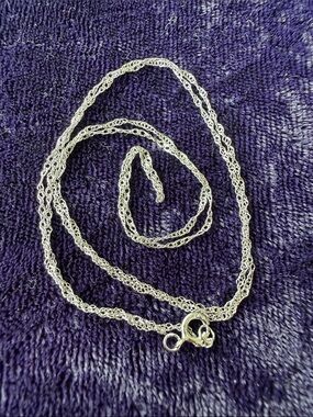 Solid 14K gold twisted double link chain necklace, 18” white gold